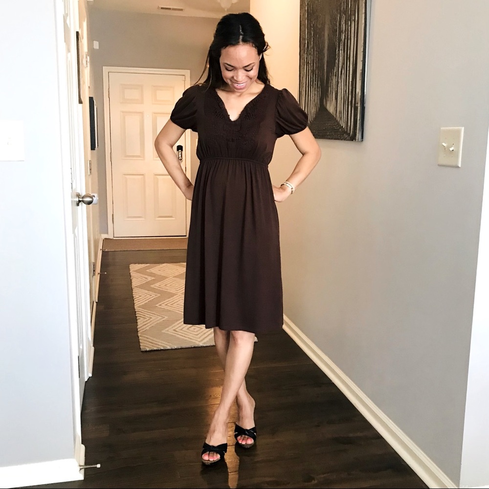 Bohemian Motherhood Maternity Rich Brown Dress